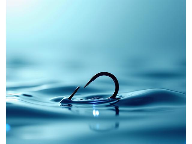 Close-up view of a razor-sharp fishing hook, perfectly engineered