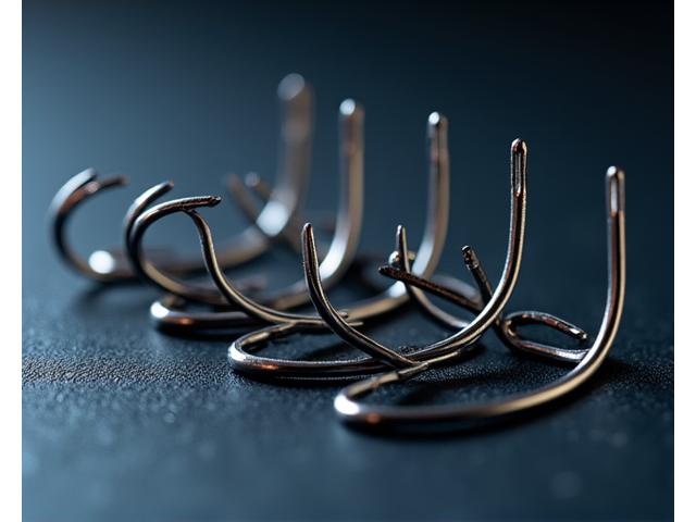 Assortment of sharp, durable fishing hooks for various fish sizes