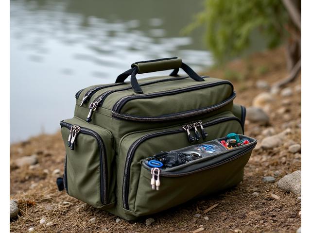 Soft-sided tackle bag with external pockets and rod holders